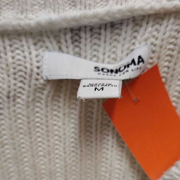 Women's Cream and Brown Cable Knit Sweater - Picture 2 of 3